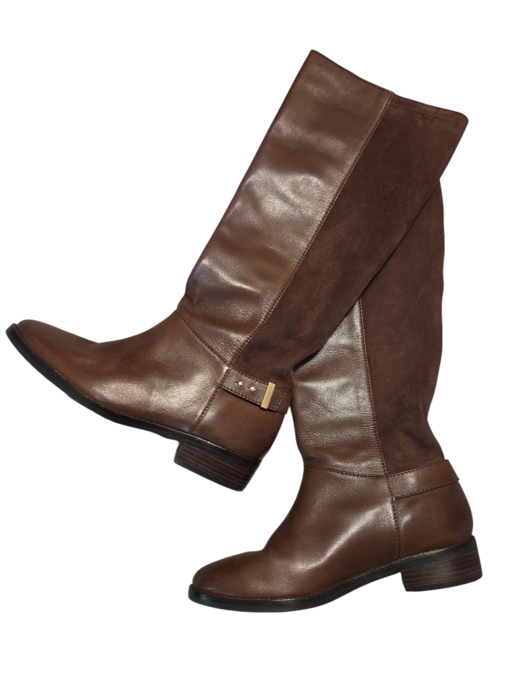 Cole Haan Two-Tone Brown Leather & Suede Over-the-Knee Boots Size 8.5